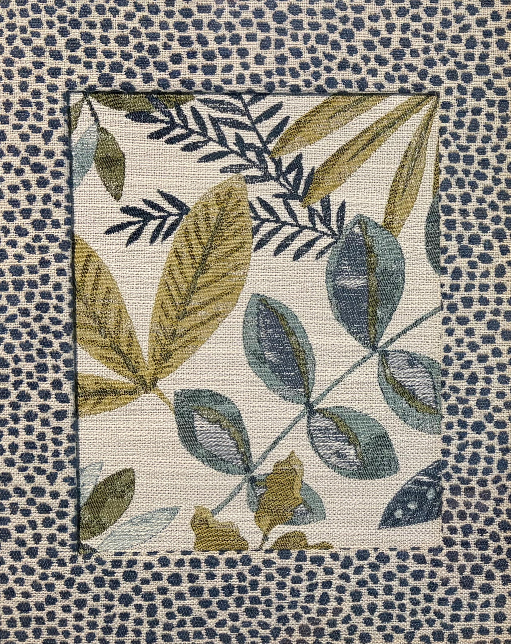 Leafy Oasis Framed Fabric Art - Ballard Designs Tully Textile in Gold Frame 12x15, Botanical Wall Decor