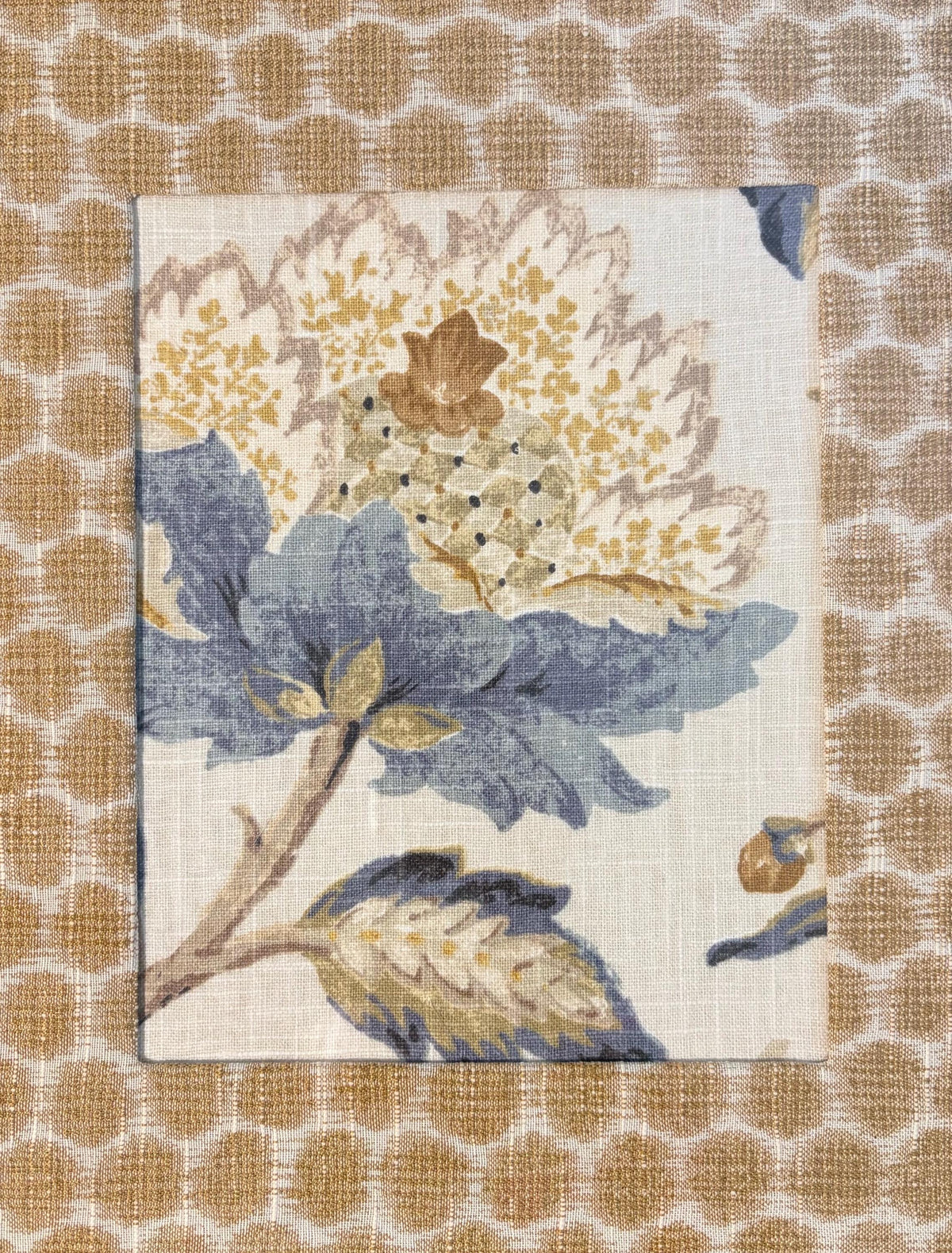 Custom Ballard Designs Sayer Yellow Fabric Art with Mia Dijon Mat 12x15 Mahogany Bamboo Frame