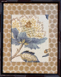 Custom Ballard Designs Sayer Yellow Fabric Art with Mia Dijon Mat 12x15 Mahogany Bamboo Frame