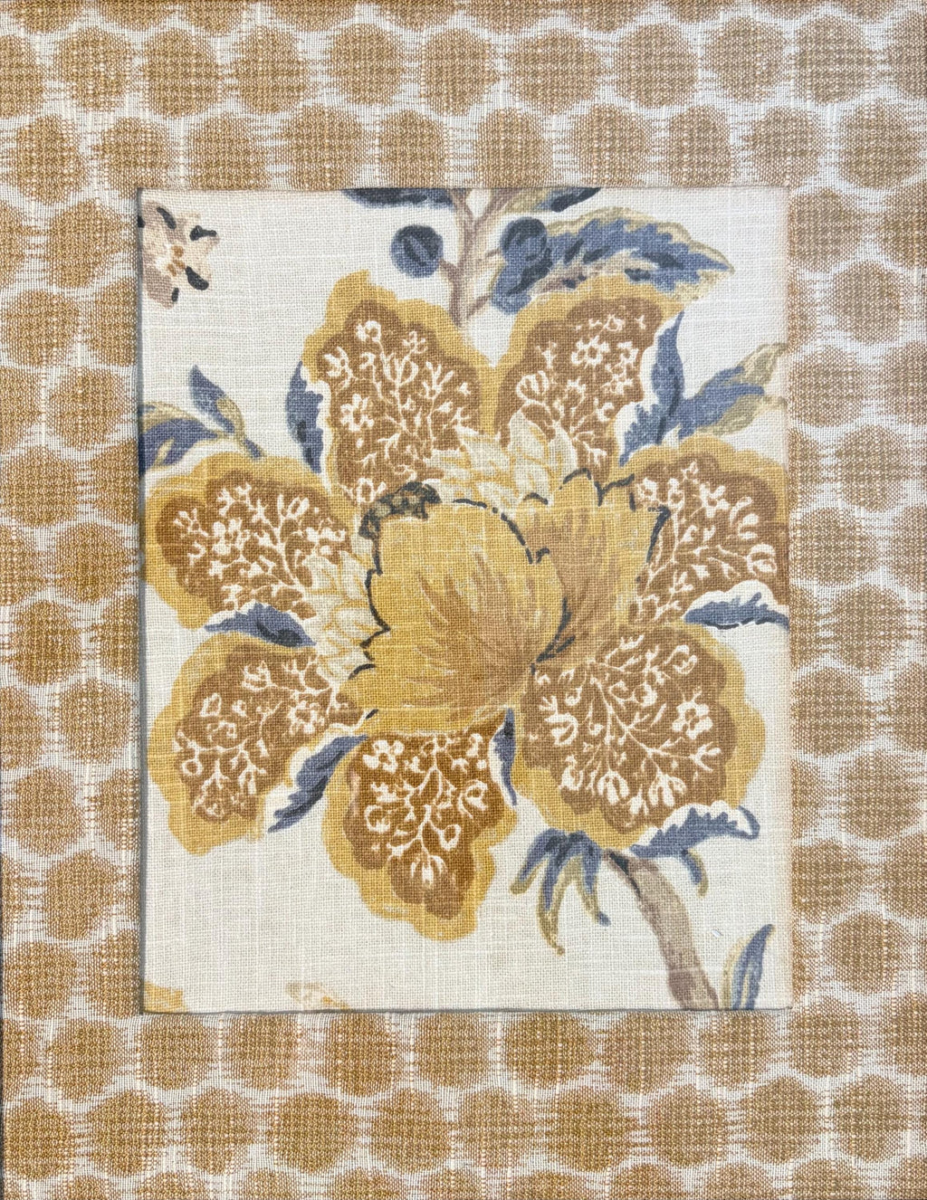 Custom Framed Fabric Wall Art - Sayer Yellow Textile in Mahogany Bamboo Frame, 12x15 Ballard Designs Fabric Decor