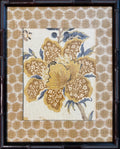 Custom Framed Fabric Wall Art - Sayer Yellow Textile in Mahogany Bamboo Frame, 12x15 Ballard Designs Fabric Decor