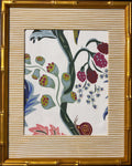 Custom Framed Ballard Designs Millie Blue Fabric with Biff Gold Mat 12x15 Wall Art