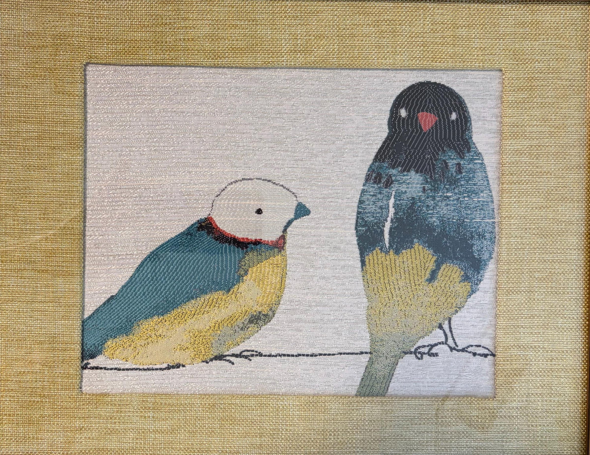 Early Birds Duo Framed Fabric Wall Art Gold 13x16 | Unique Home Decor Gift