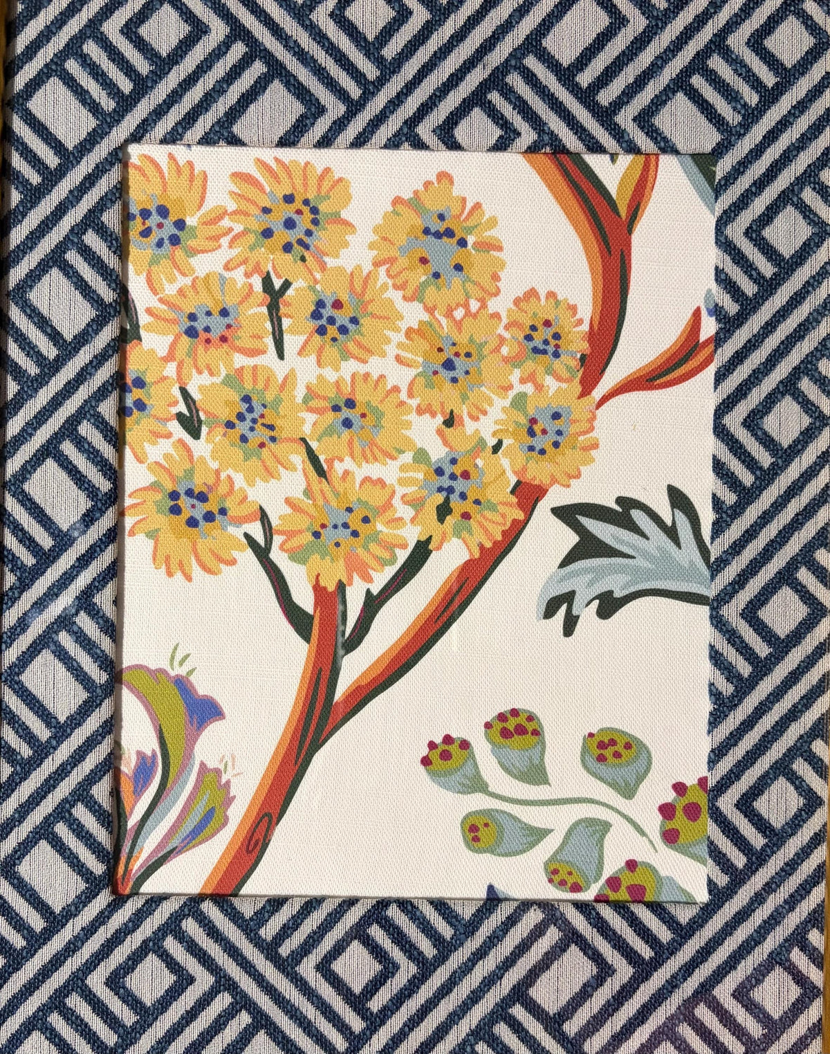 Ballard Designs Fabric Inspired Home Decor - Fabric Framed Wall Art in Gold Frame 12x15
