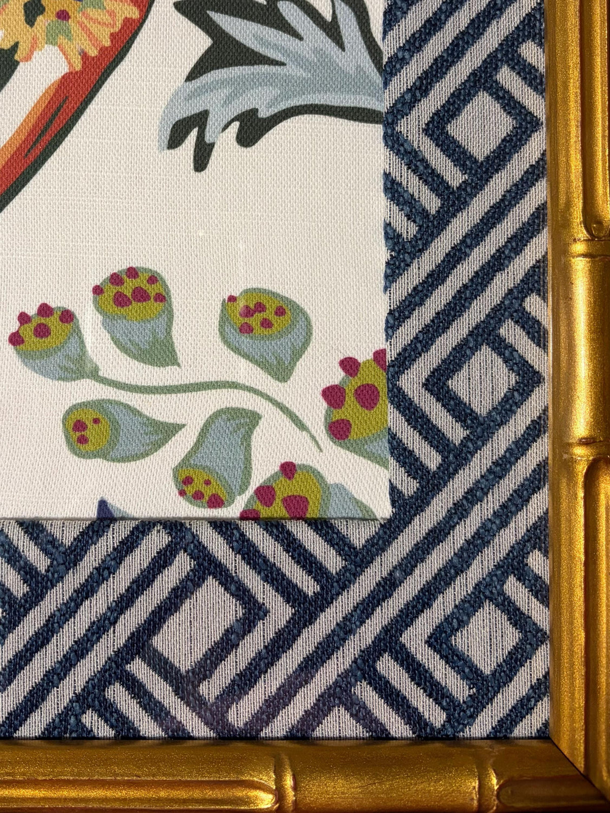 Ballard Designs Fabric Inspired Home Decor - Fabric Framed Wall Art in Gold Frame 12x15