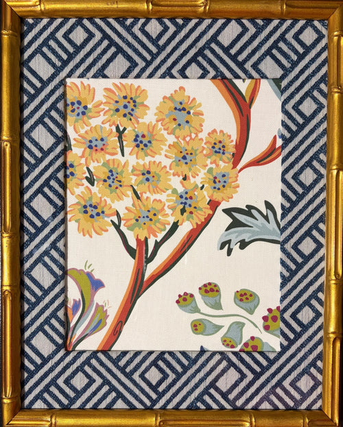 Ballard Designs Fabric Inspired Home Decor - Fabric Framed Wall Art in Gold Frame 12x15