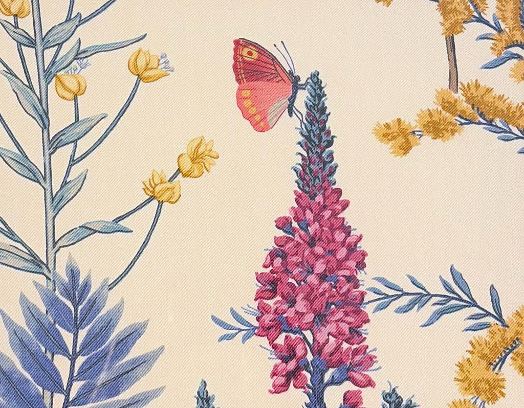 Ballard Designs Isabella Blue Botanical Framed Fabric Wall Art with Tully Dot Mat, Gold Bamboo Frame, 12x15