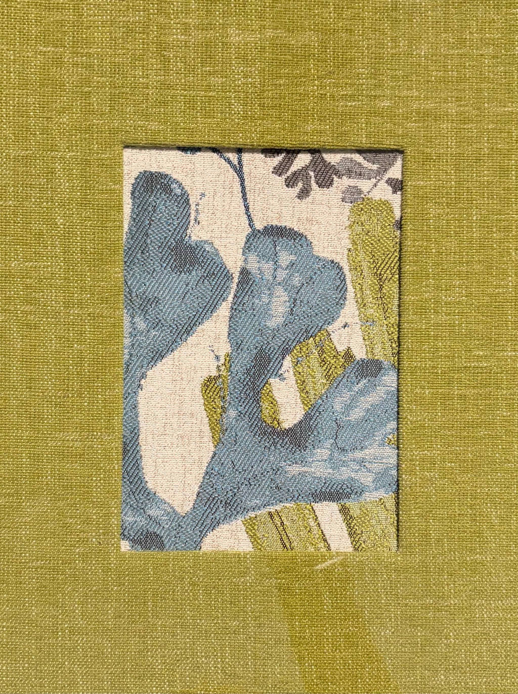 Pair Framed Fabric Wall Art: Blue Green, Mahogany Bamboo Style Frame, Custom Matting 12x15
