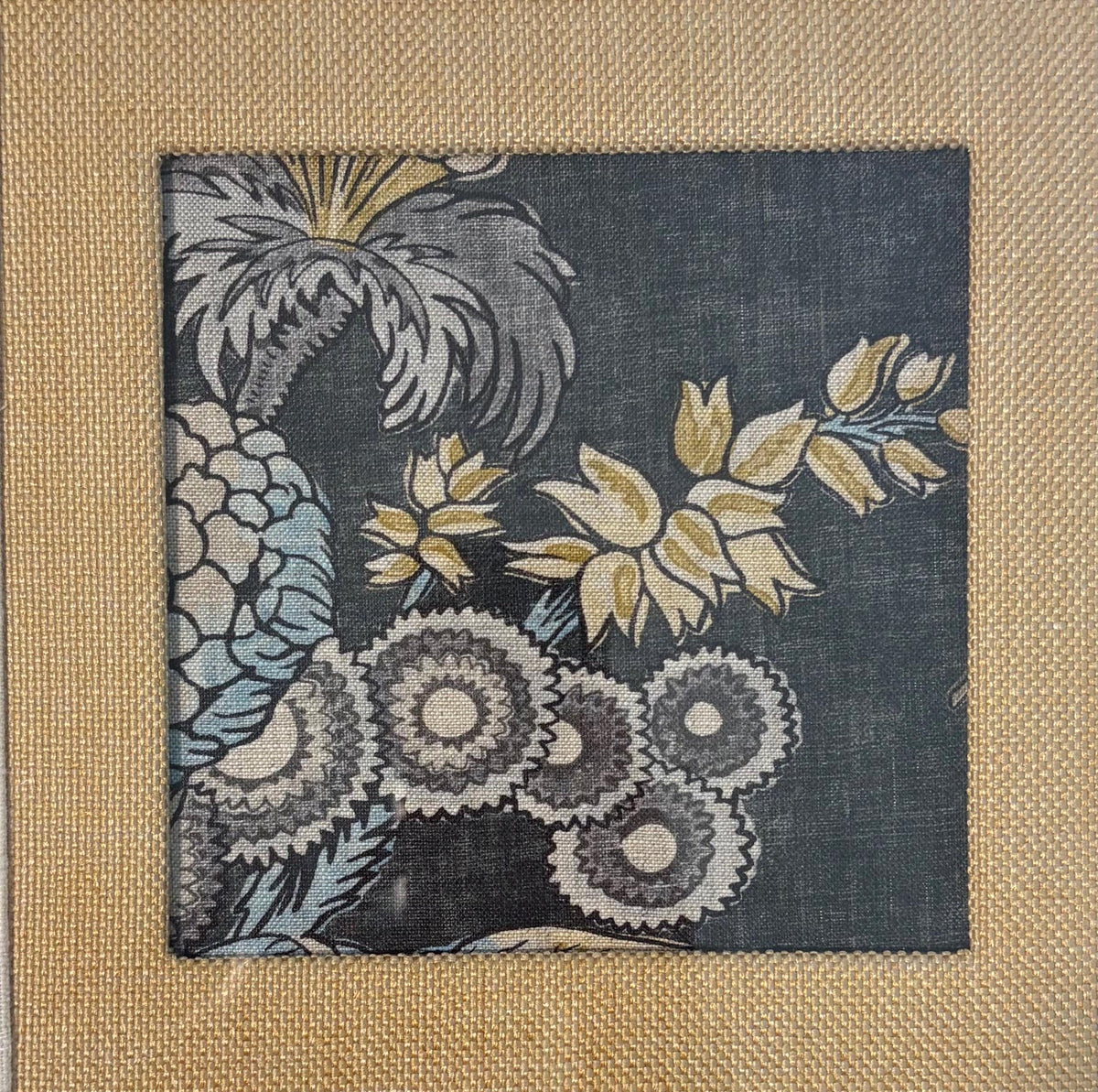 One of a Kind Thibaut Chatelain Fabric Wall Art - Double Matted 15x15 Framed Textile Decor