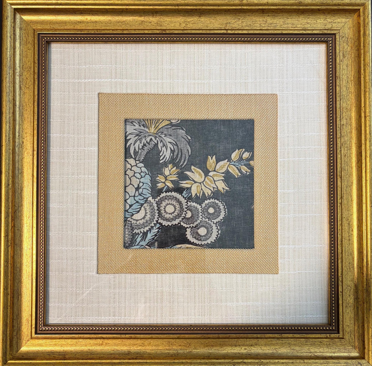 One of a Kind Thibaut Chatelain Fabric Wall Art - Double Matted 15x15 Framed Textile Decor