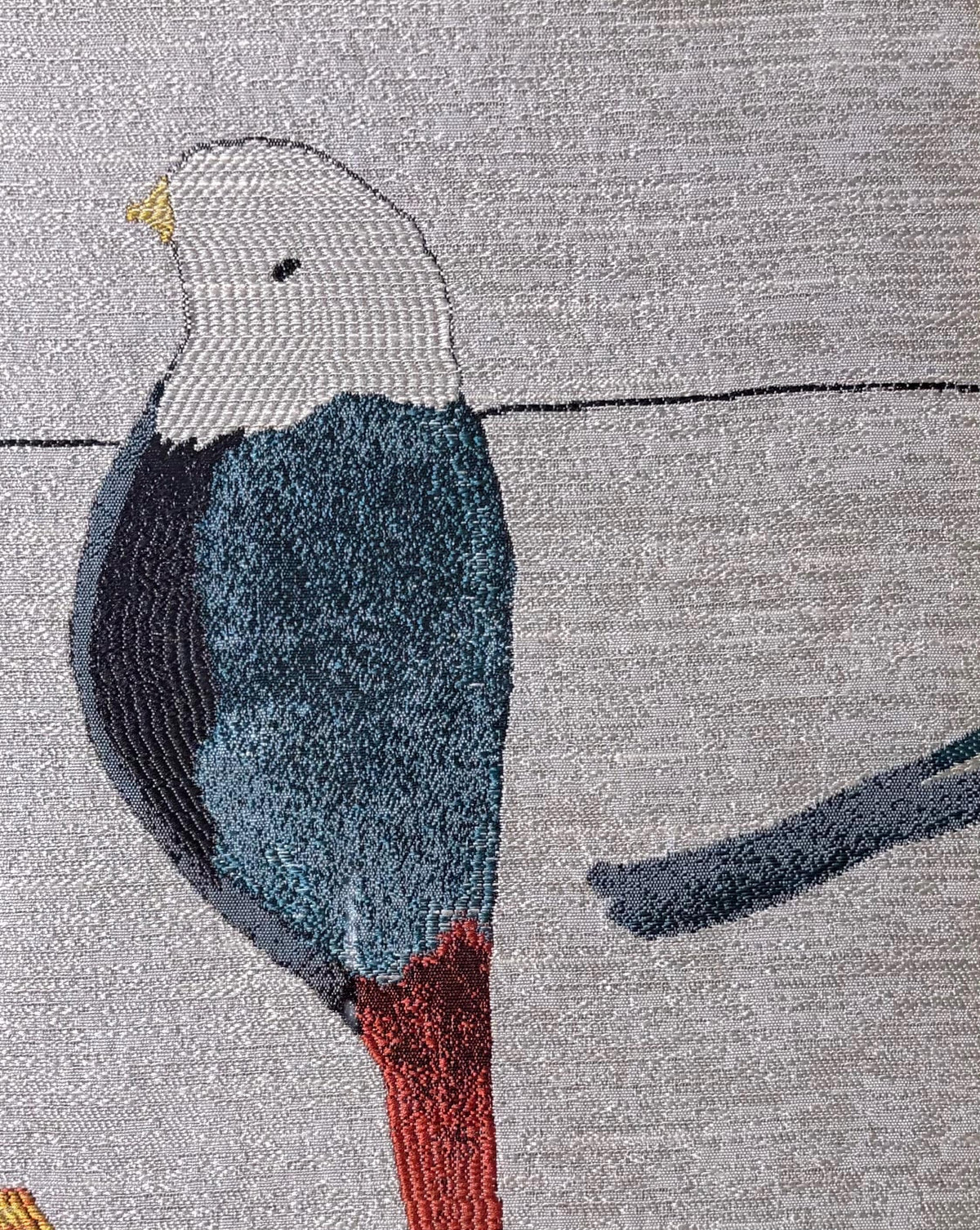 Teal Bird Portrait Fabric Wall Art in Gold Frame 13x16 | Solo Songbird Home Decor