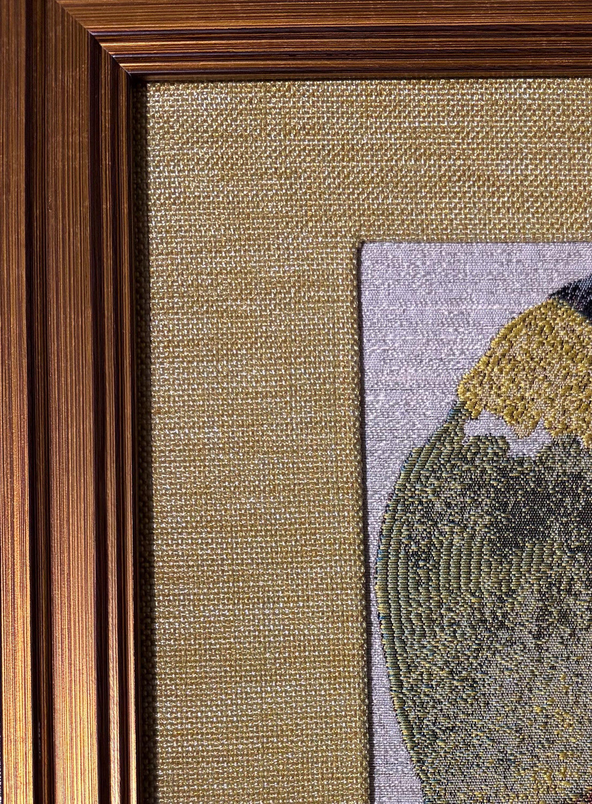 Gouldian Finch Pair Woven Wall Art, Gold Framed Colorful Bird Art 13x16
