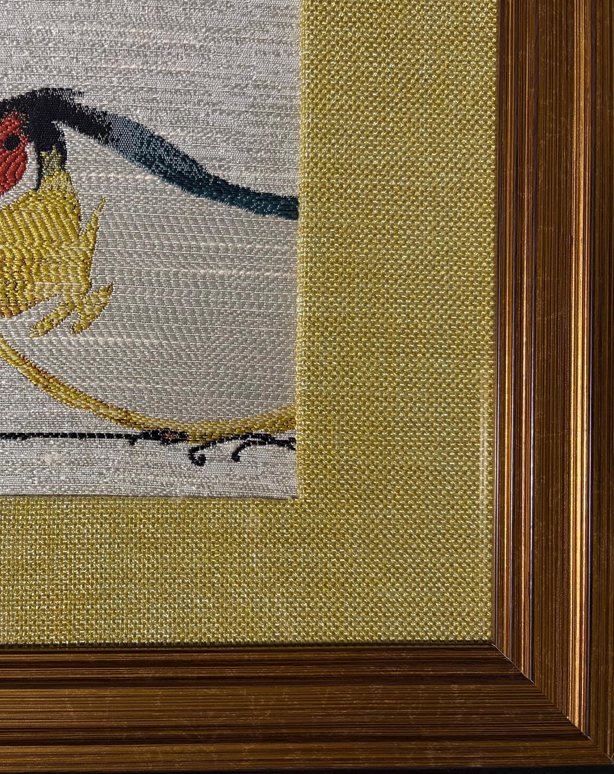Gouldian Finch Pair Woven Wall Art, Gold Framed Colorful Bird Art 13x16