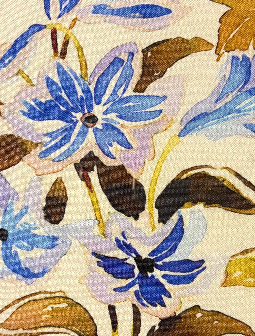 Blue & Lavender Floral Botanical — Designer Fabric Wall Art, 12x15 Gold Bamboo Style Frame