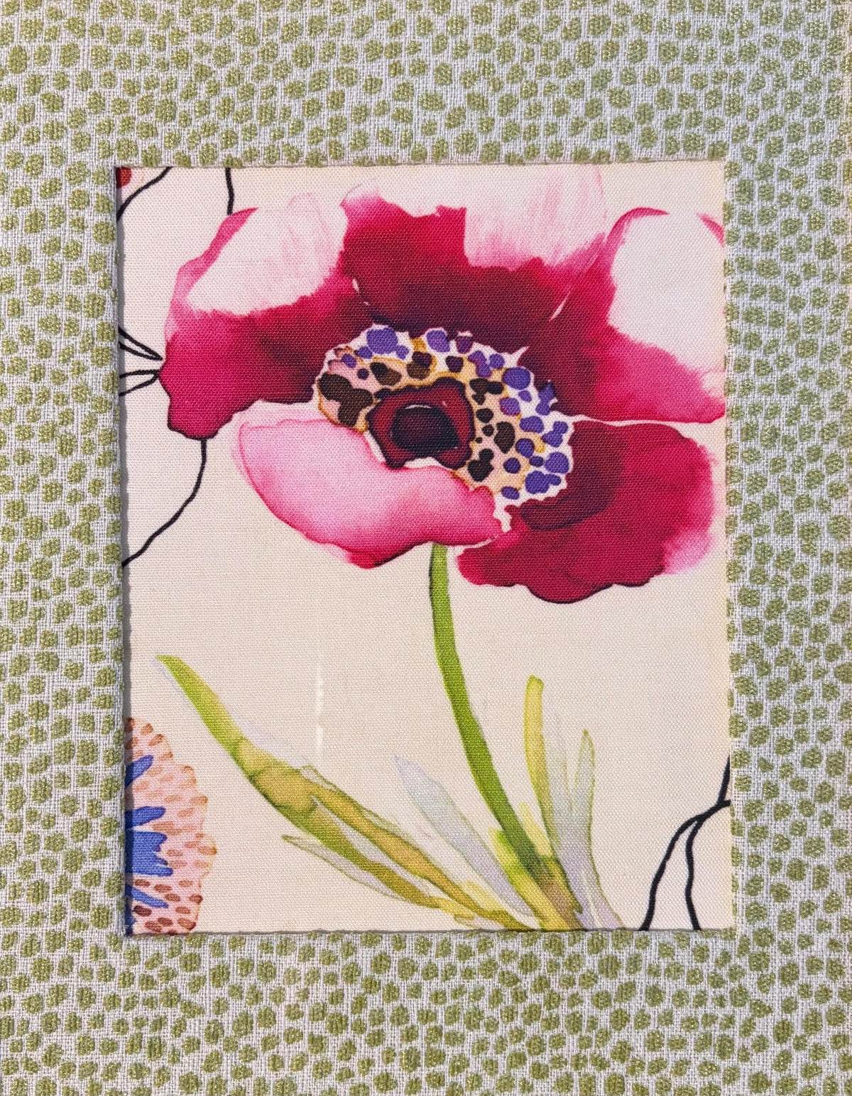 Watercolor Floral Fabric Wall Art | Gold Bamboo Frame Botanical Decor 12x15