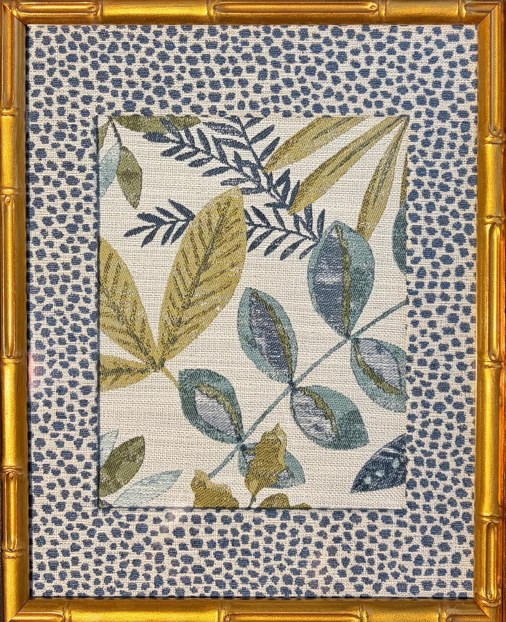 Leafy Oasis Framed Fabric Art - Ballard Designs Tully Textile in Gold Frame 12x15, Botanical Wall Decor