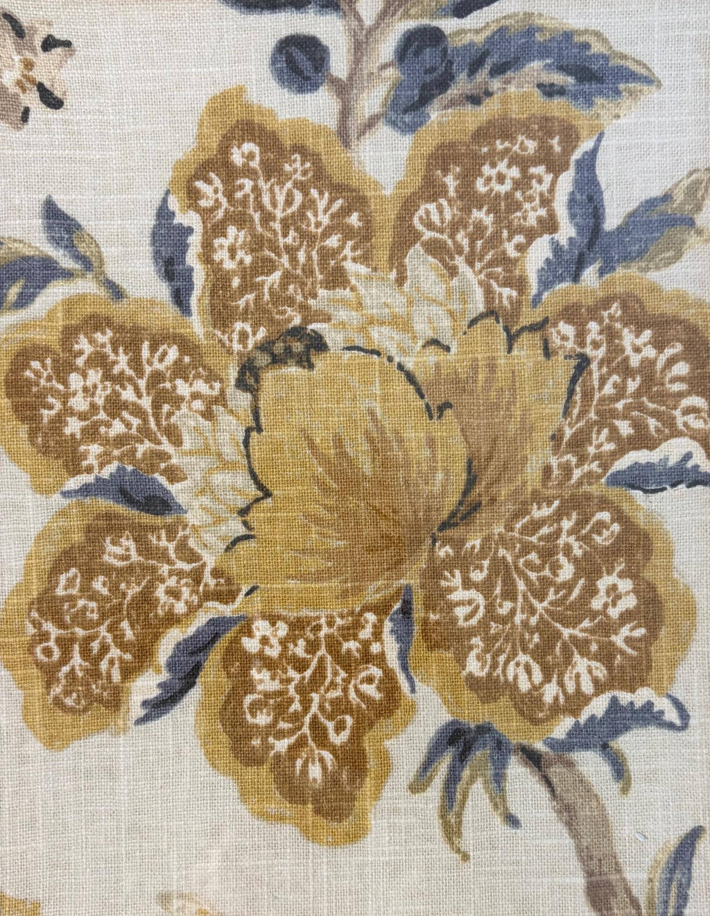 Custom Framed Fabric Wall Art - Sayer Yellow Textile in Mahogany Bamboo Frame, 12x15 Ballard Designs Fabric Decor