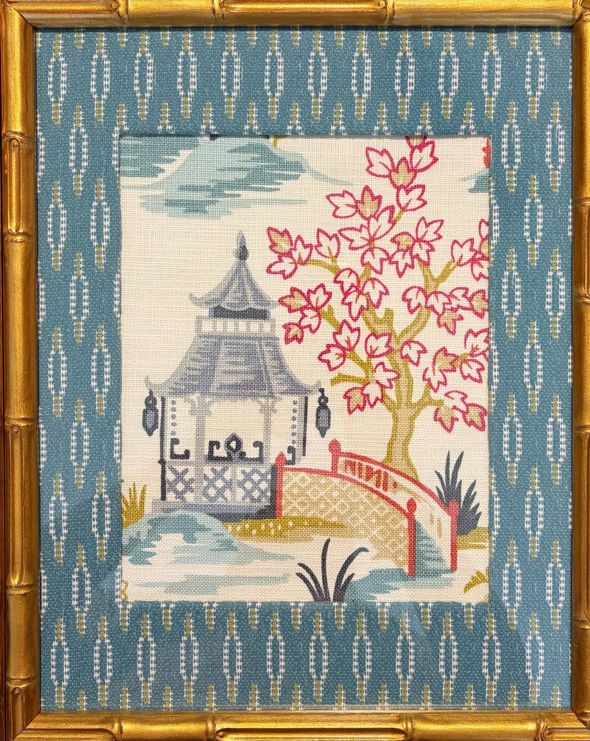 Ballard Designs Suki & Faygo Fabric Wall Art Set of 2, Bamboo Gold Framed Textile's