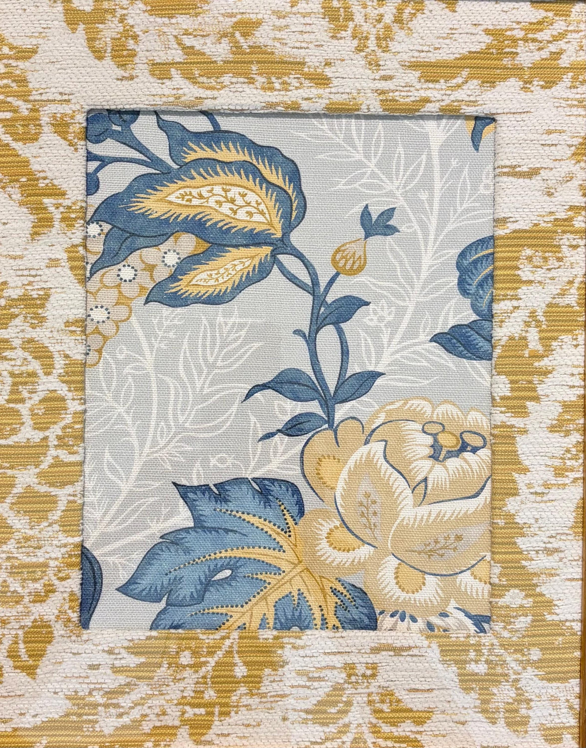 Wellington & Annabelle Ballard Designs Fabric Wall Art - Pair of 12x15 Bamboo Gold Framed Panels, Traditional Textile Decor