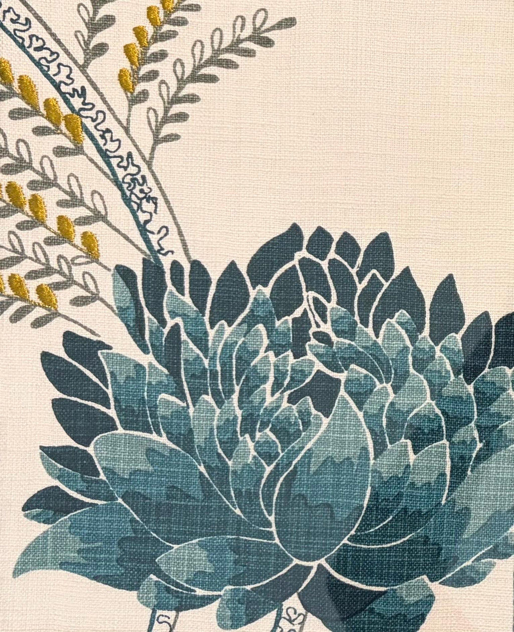 Ballard Designs Emmie Blue Fabric Art Pair, Gold Framed Botanical