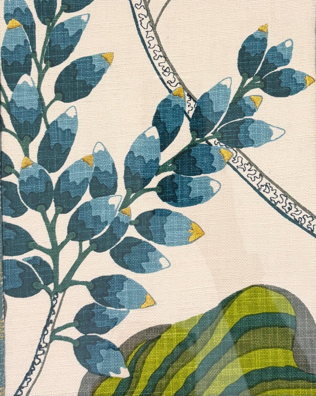 Ballard Designs Emmie Blue Fabric Wall Art – Gold Frame, Teal Mat