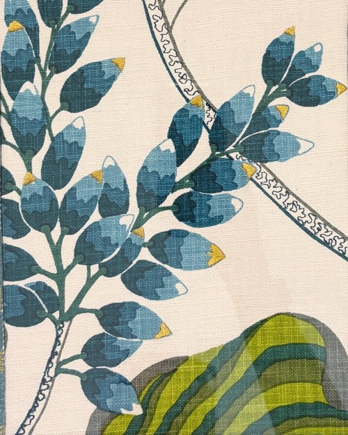 Ballard Designs Emmie Blue Fabric Wall Art – Gold Frame, Teal Mat