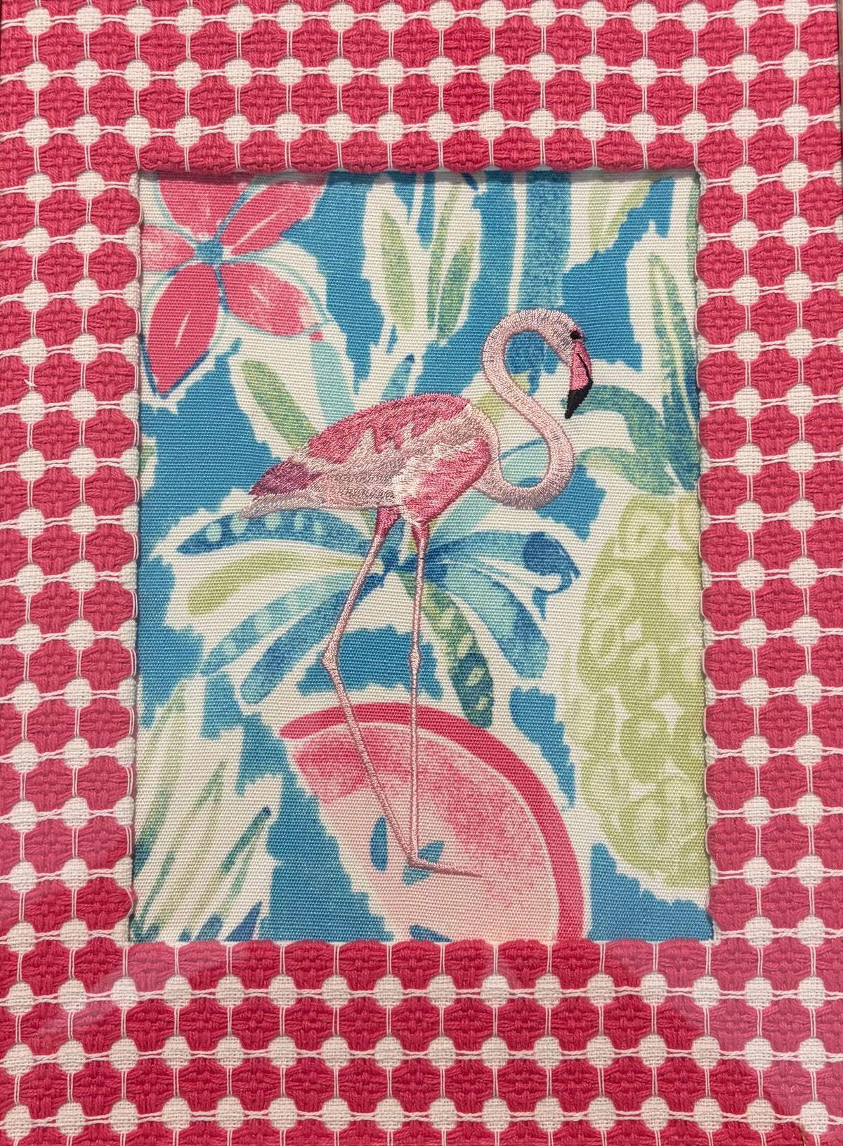 Pretty in Pink Flamingo Wall Art - 11x14 Distressed White Framed for Tropical Home Decor