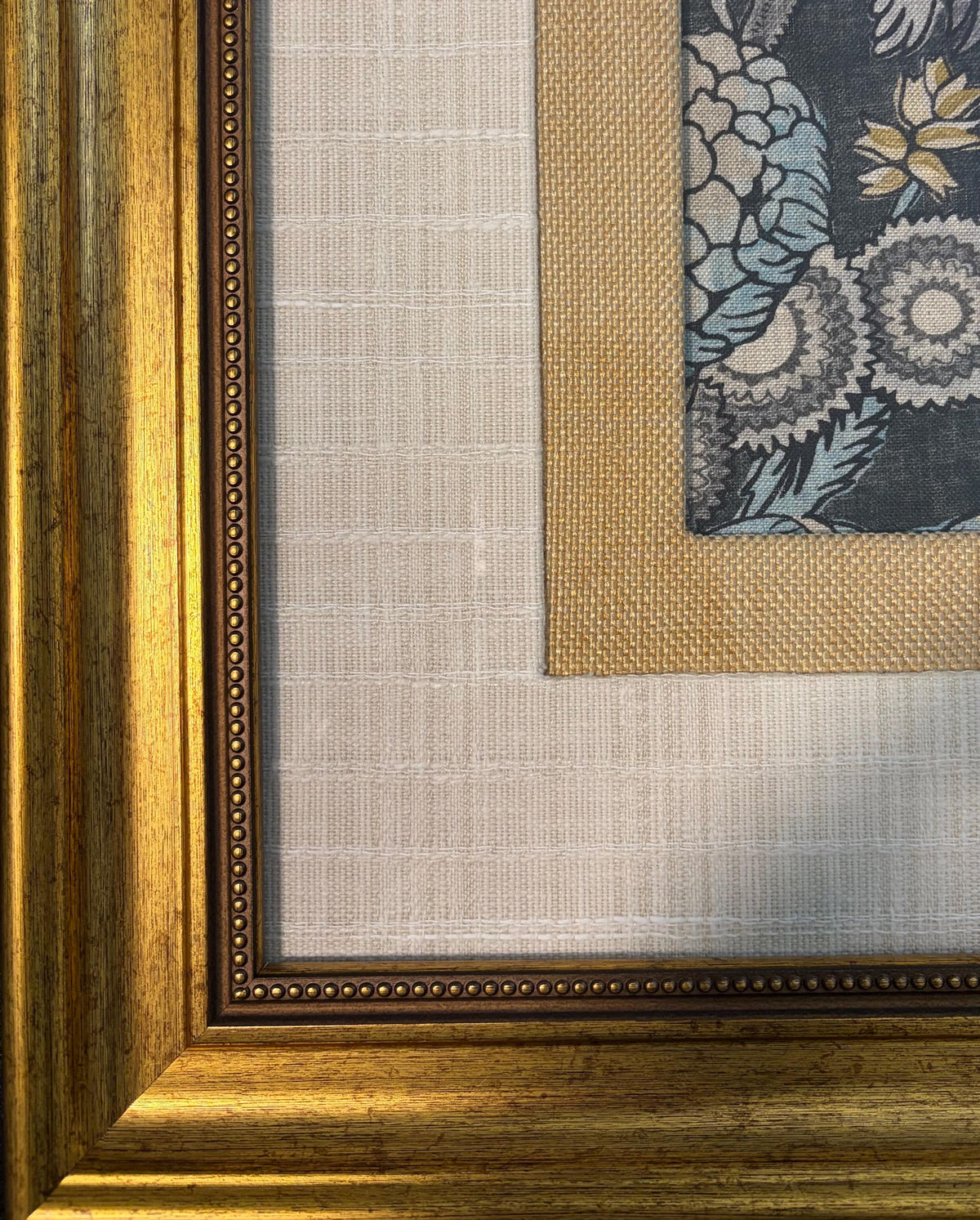 One of a Kind Thibaut Chatelain Fabric Wall Art - Double Matted 15x15 Framed Textile Decor