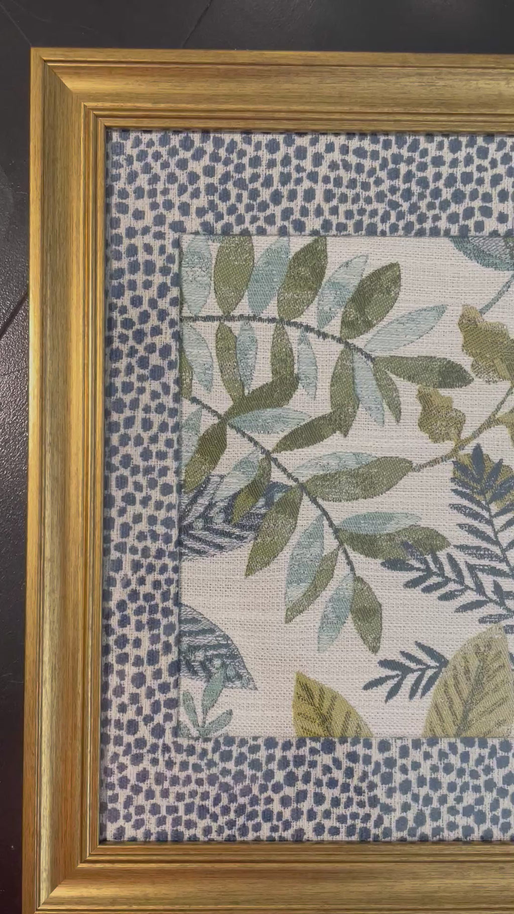 Leafy Oasis Botanical Leaves — Designer Fabric Wall Art, 13x16 Gold Frame