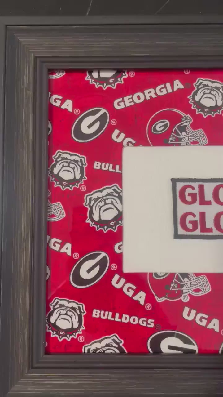Custom UGA Bulldogs Faith Glory Glory Fabric Wall Art - Distressed Frame (10 1/4 x 12 1/4)
