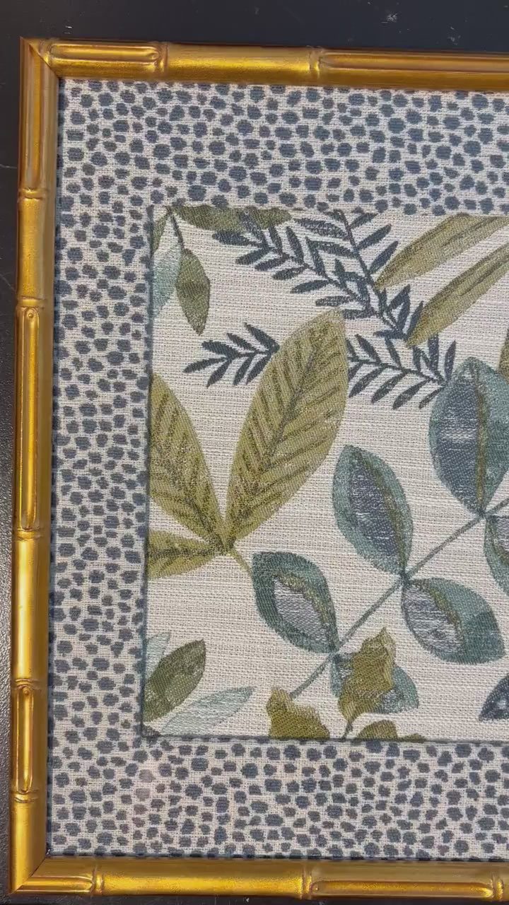 Leafy Oasis Framed Fabric Art - Ballard Designs Tully Textile in Gold Frame 12x15, Botanical Wall Decor
