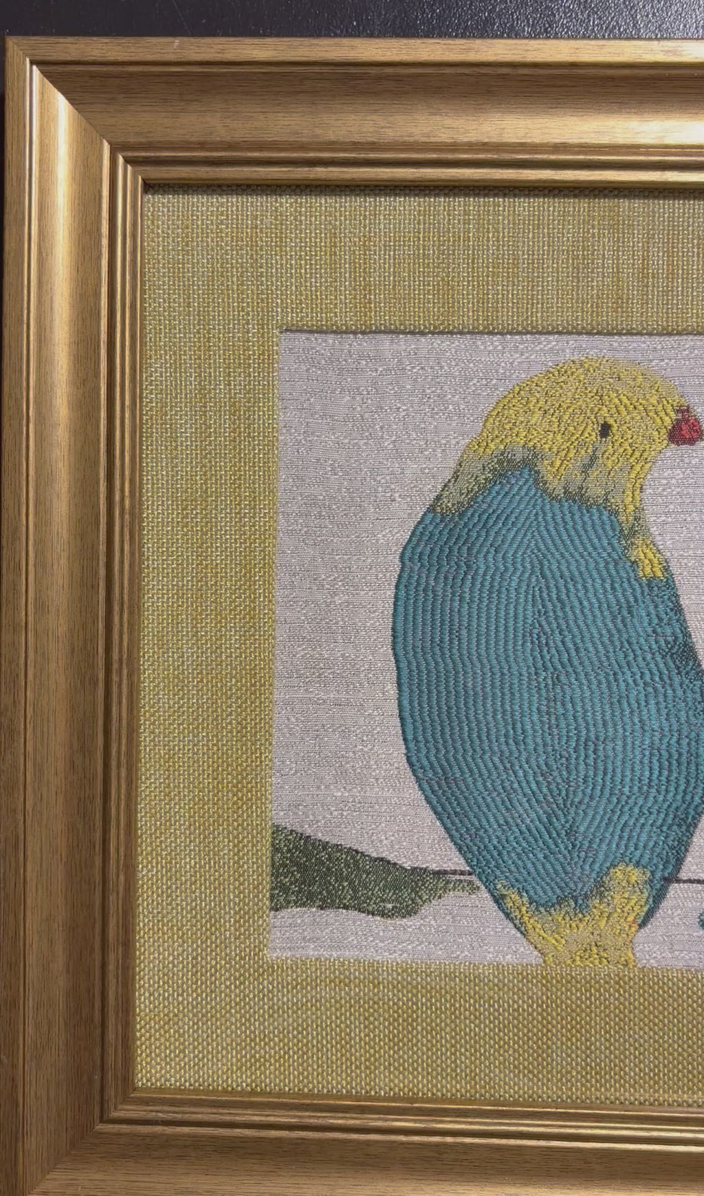 Fabric Bird Framed Wall Art — Gold Mat