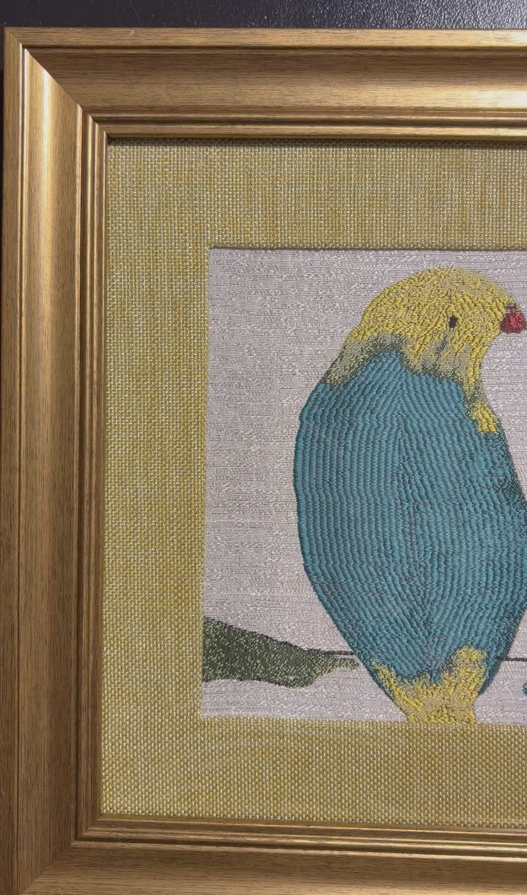 Fabric Bird Framed Wall Art — Gold Mat