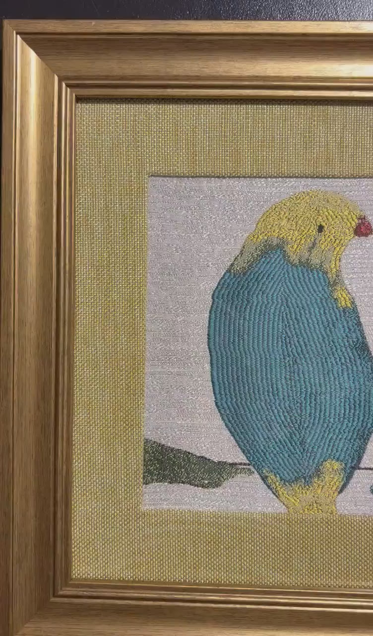 Bird Framed Wall Art — Gold Fabric Mat 10 x 12