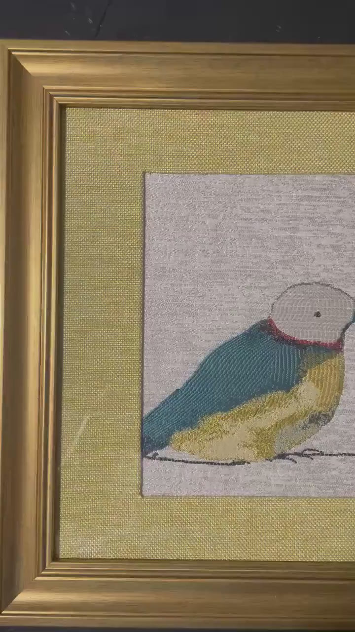 Early Birds Duo Framed Fabric Wall Art Gold 13x16 | Unique Home Decor Gift