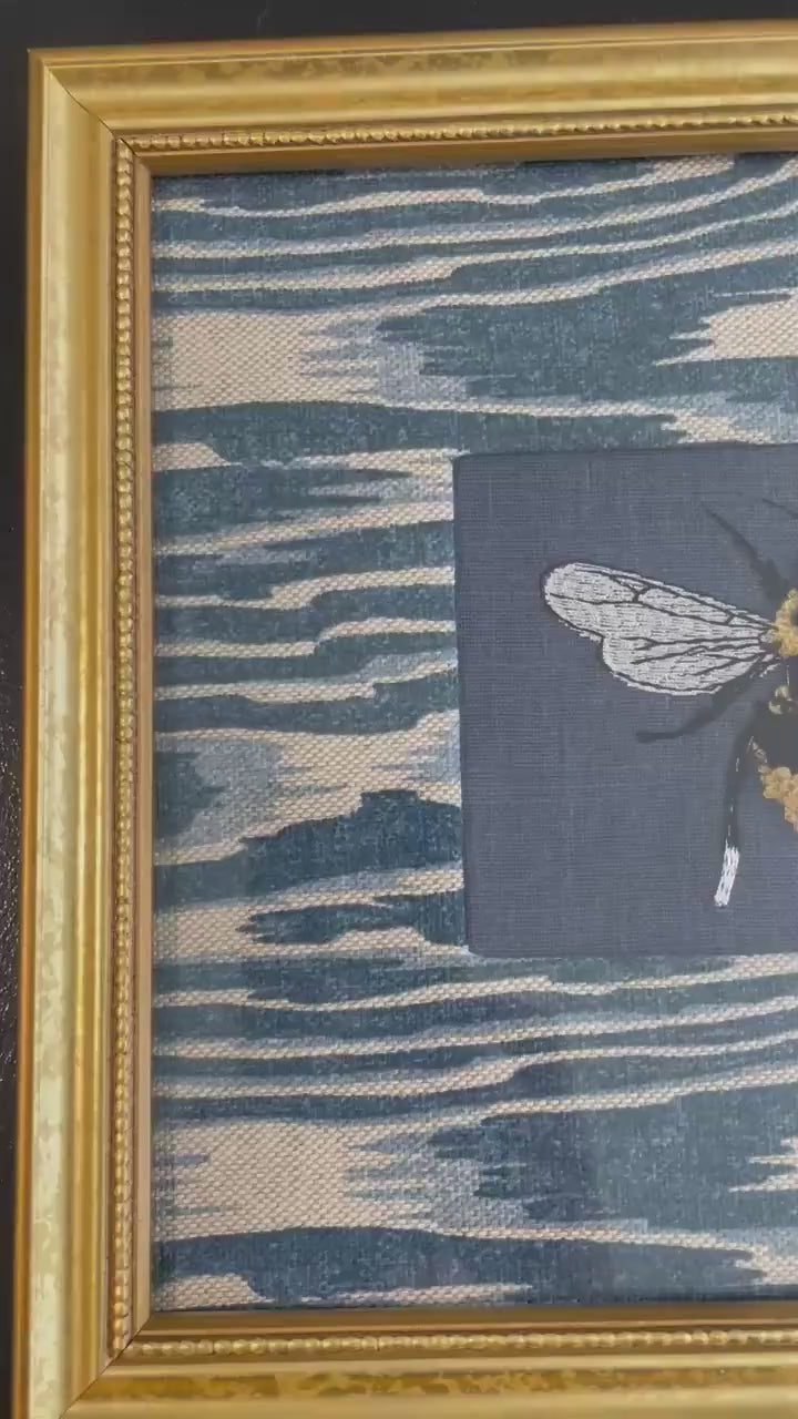 Adorable Blue Bee Framed Fabric Mat with Ballard Designs Darcy Wall Decor