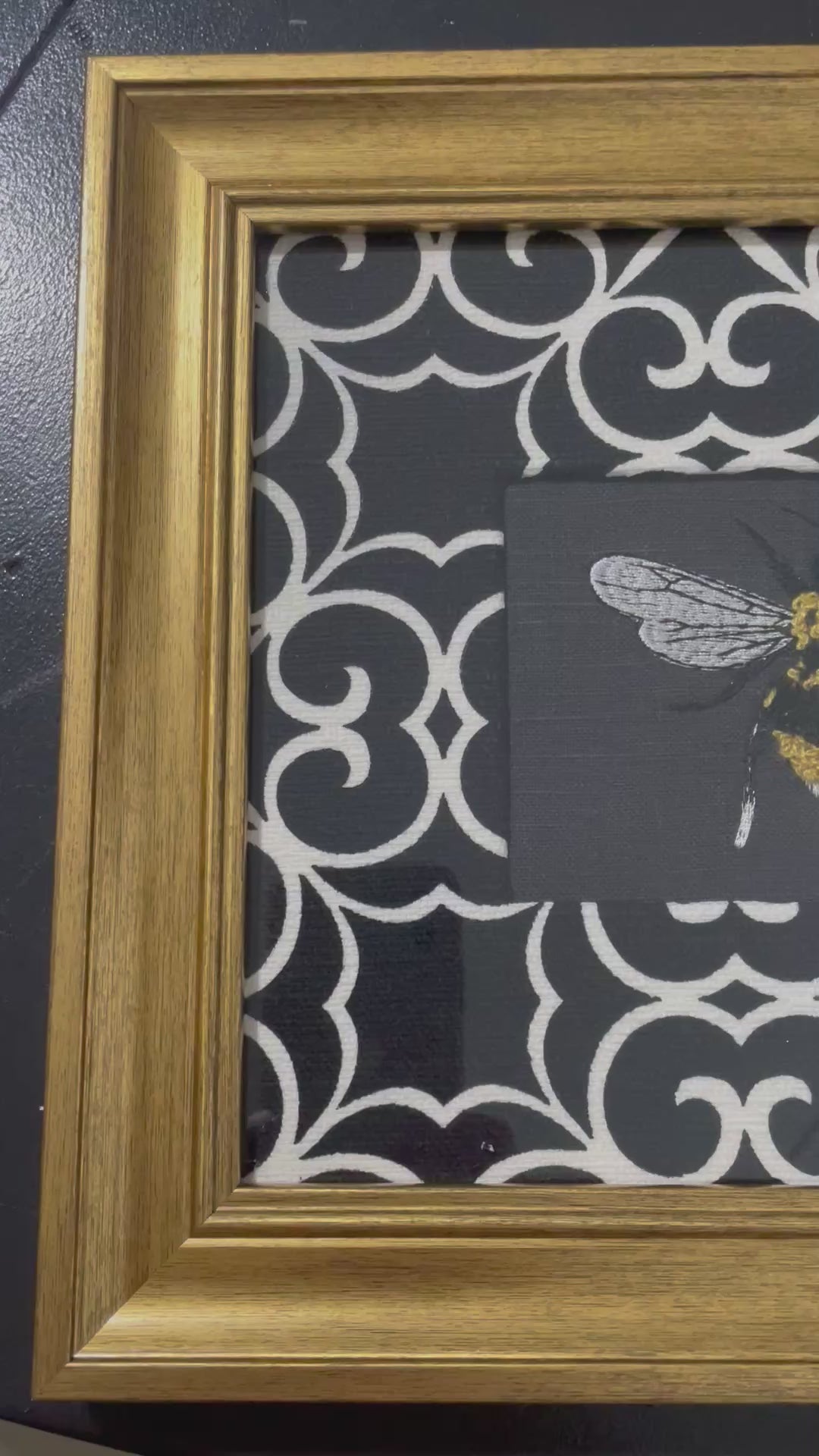 Custom-Made Fabric Bee Wall Art — Ballard Designs Honeycomb Mat, Framed