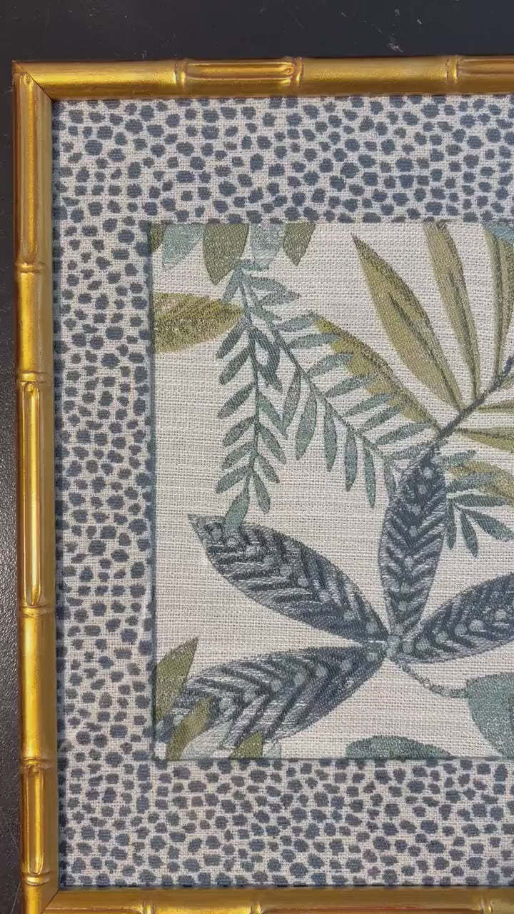 Leafy Oasis Framed Fabric Art | Ballard Designs Tully | Gold Frame with Mat 12x15