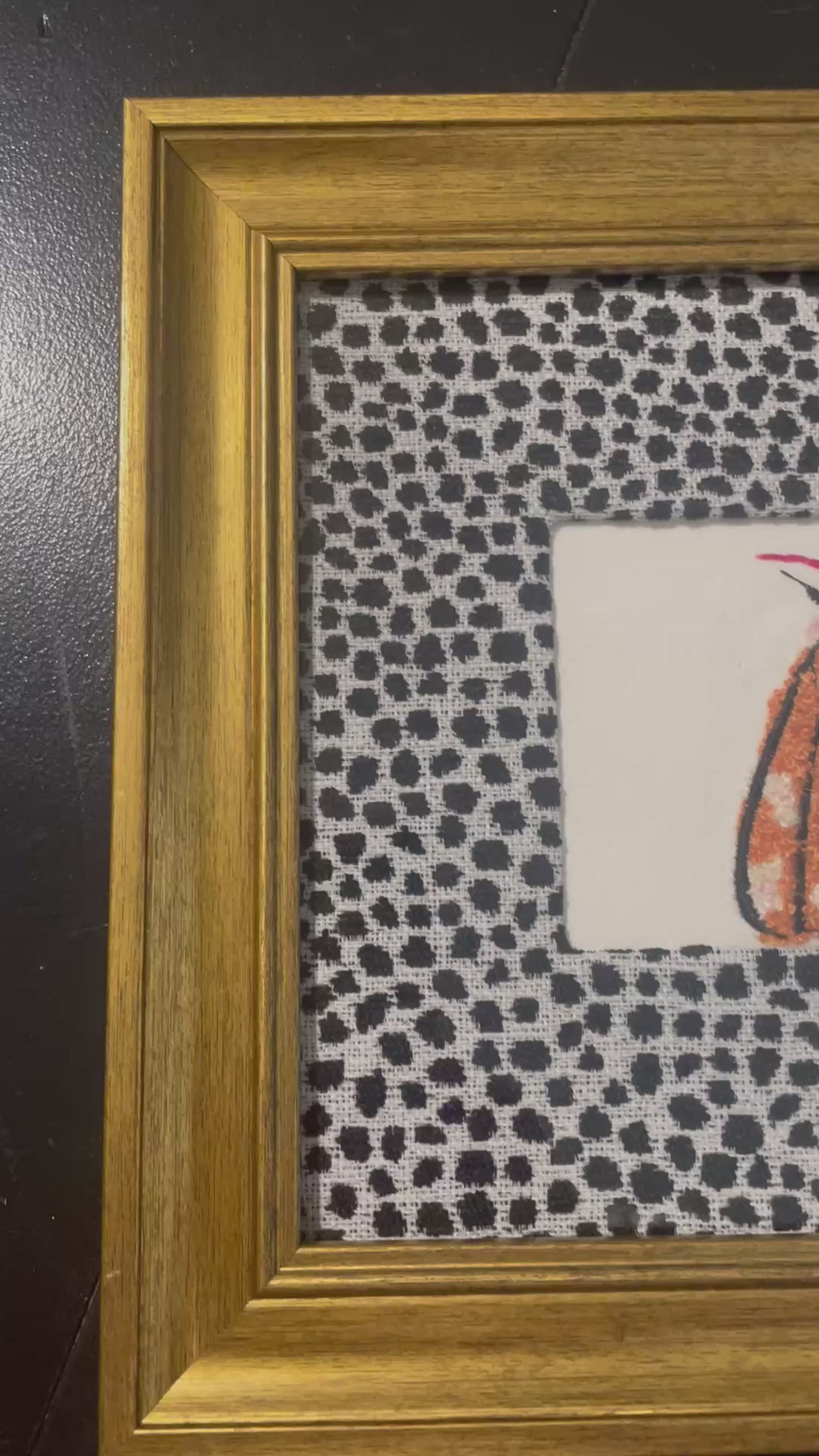 Embroidered Moth Wall Art — Gold Frame with Ballard Designs Ebony Tully Fabric Mat (No. 2)