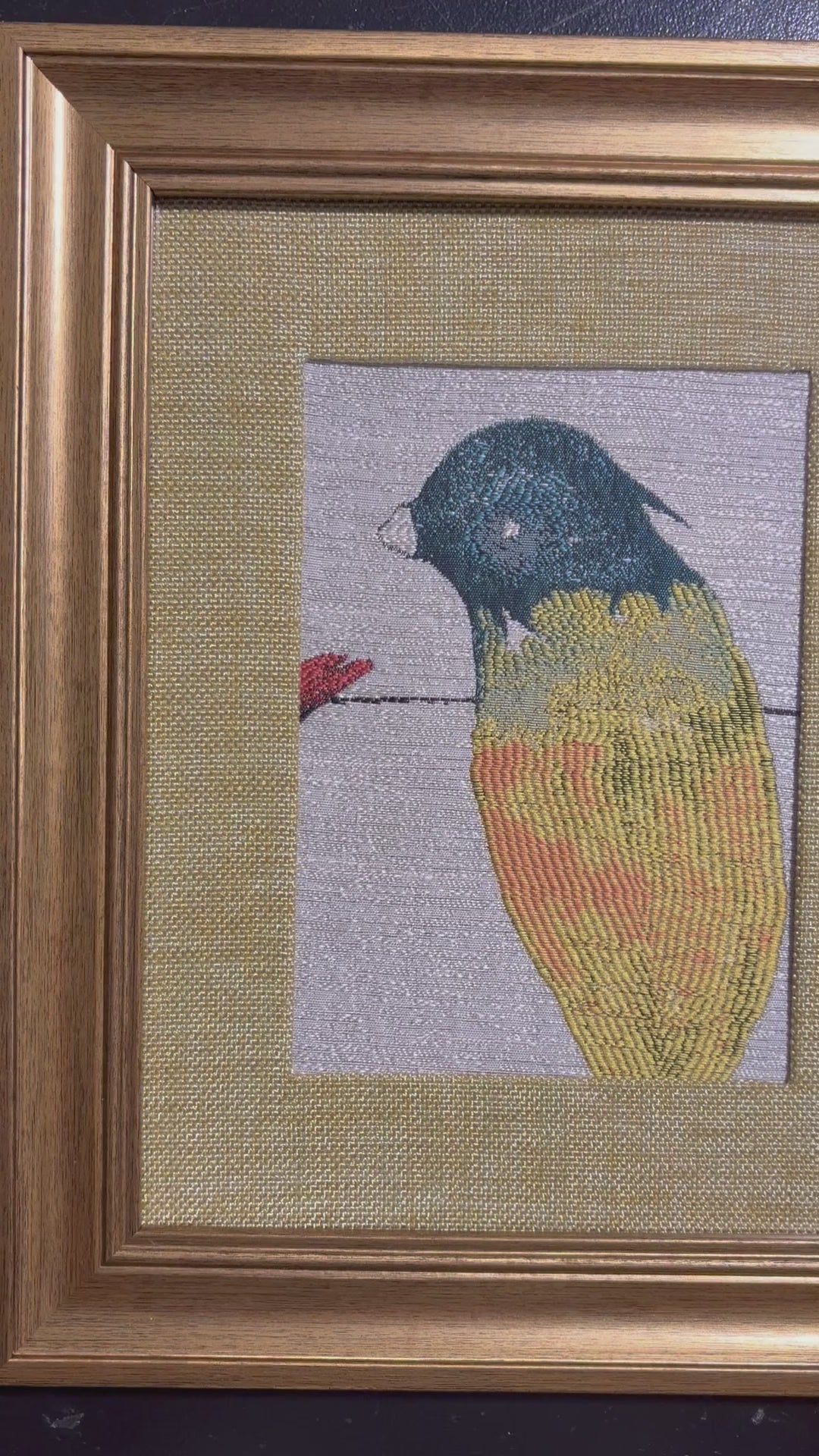 Songbird Framed Wall Art — Gold Fabric Mat