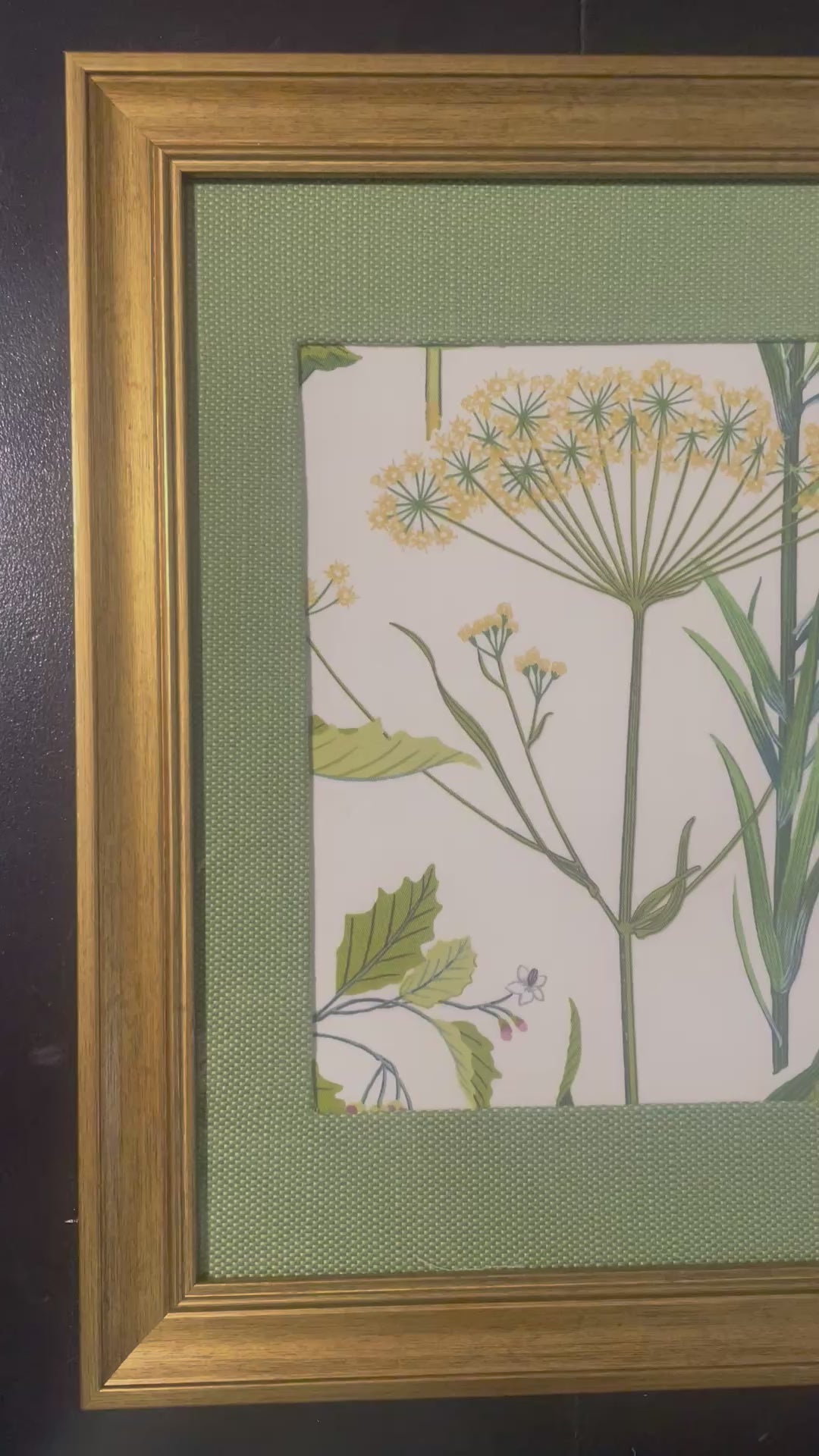Ballard Designs Isabella Green Fabric Framed Wall Art — Callen Green Mat, 13x16 Gold Frame (No. 2)