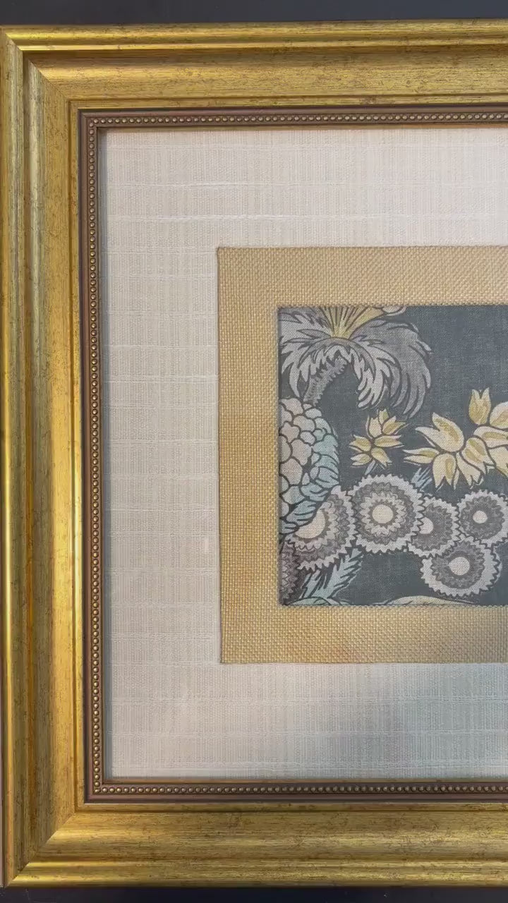 One of a Kind Thibaut Chatelain Fabric Wall Art - Double Matted 15x15 Framed Textile Decor