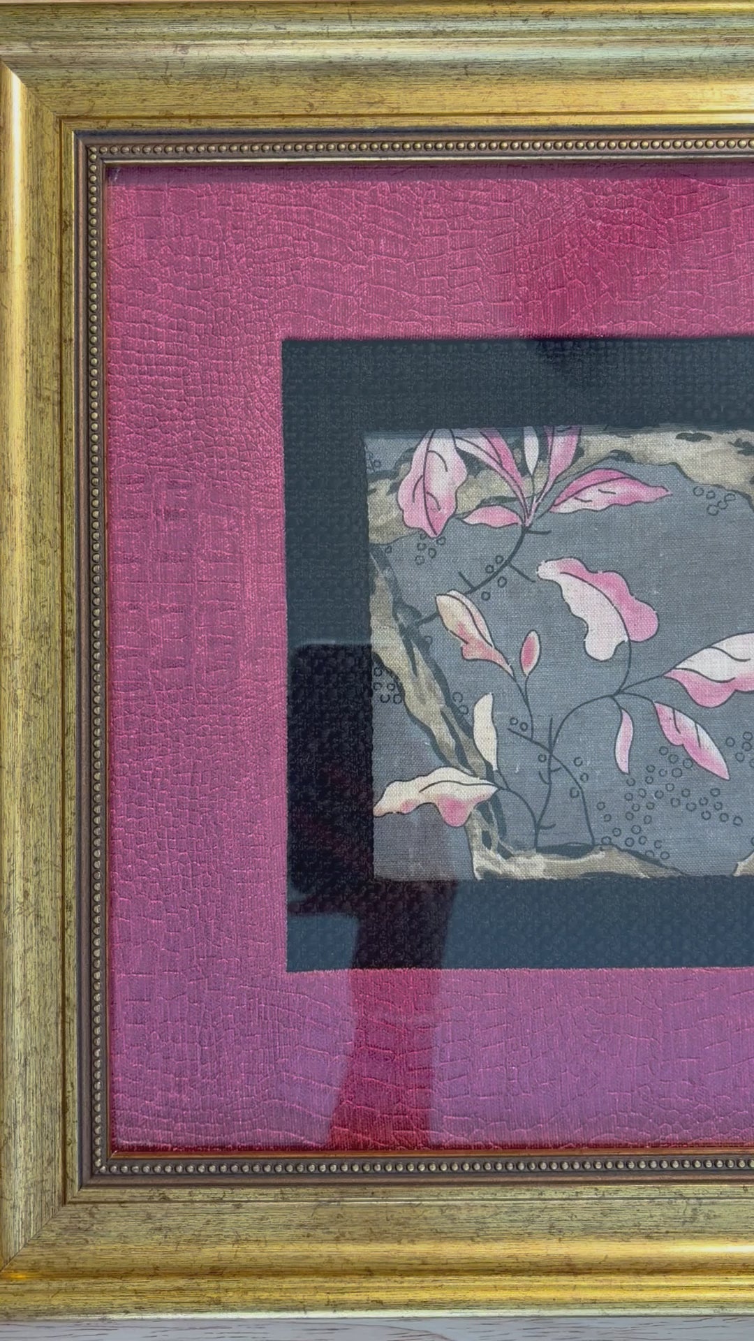 Anna French Villeneuve Fabric Wall Art - One of a Kind Double Matted 15x15 Framed Textile Decor