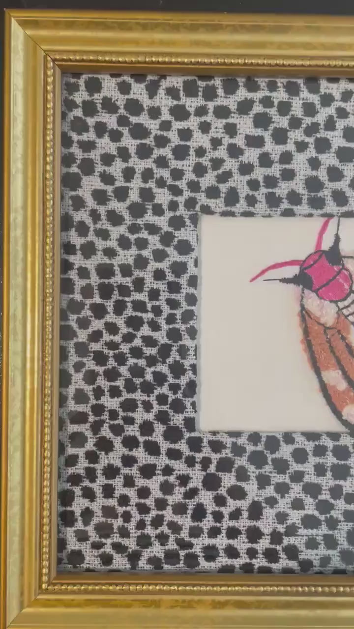 Ballard Designs Ebony Tully fabric matting with adorable embroidered Moth in the center!