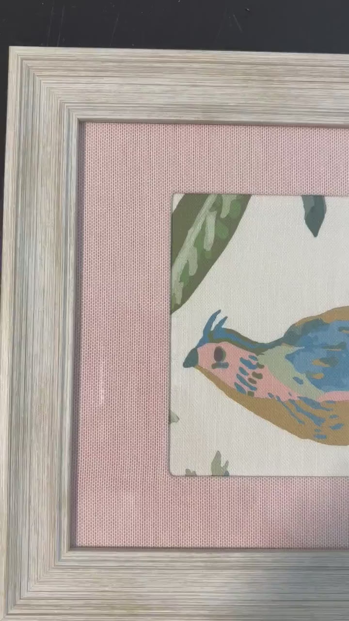 Ballard Designs Lyle Green with canvas pedal pink custom mat wall art framed