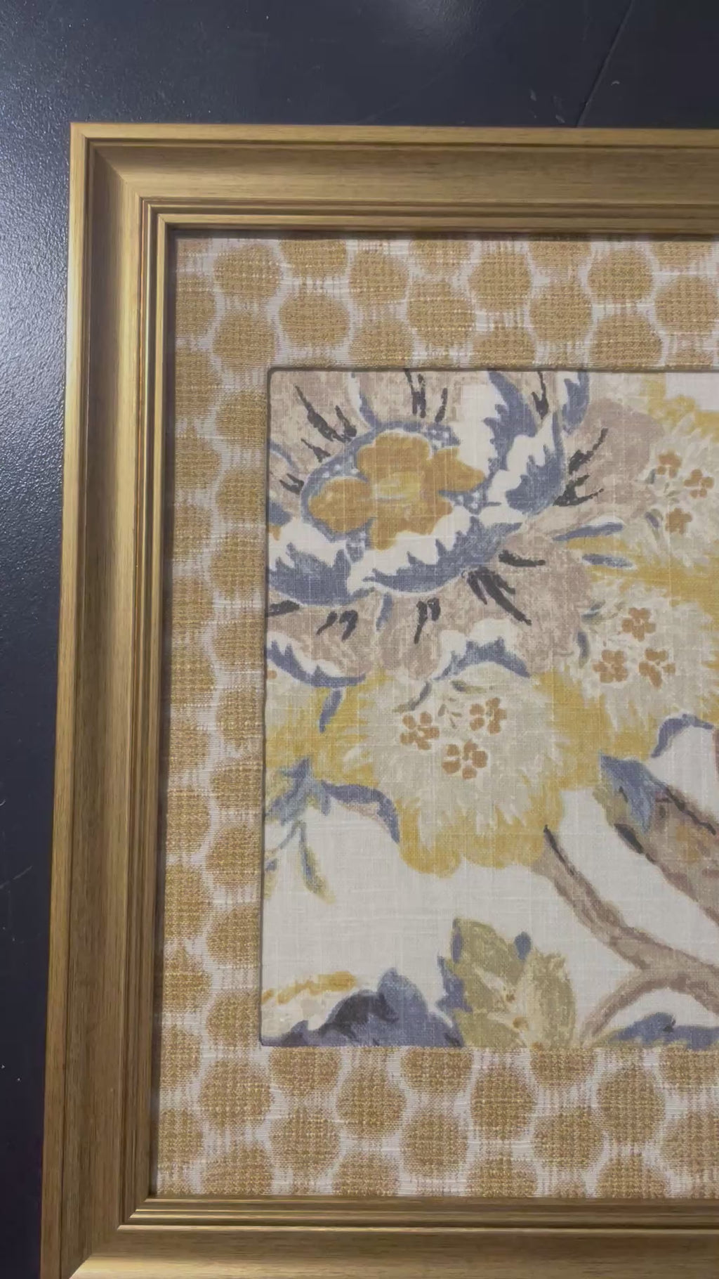 Ballard Designs Sayer Yellow Fabric Framed Wall Art — Mia Dijon Mat, 13x16 Gold Frame (No. 1)