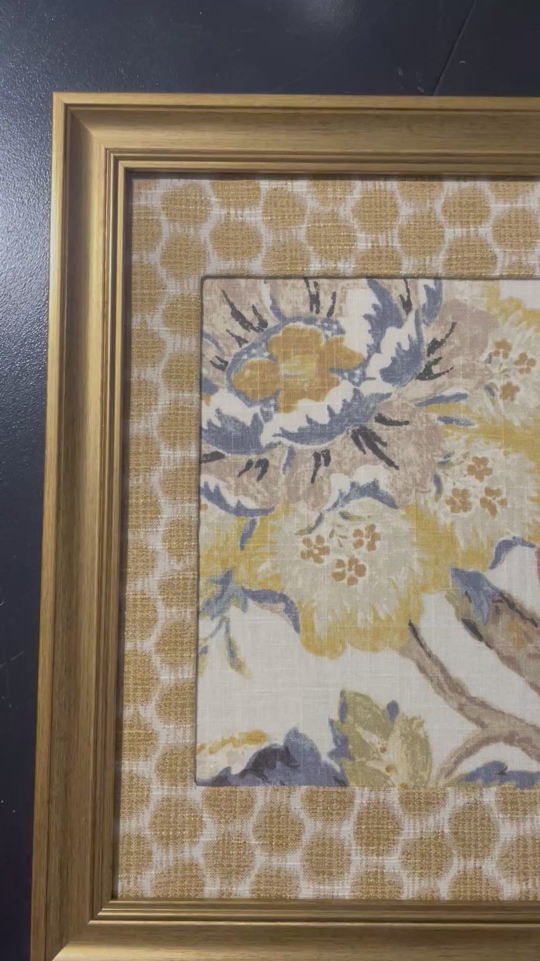 Ballard Designs Sayer Yellow Fabric Framed Wall Art — Mia Dijon Mat, 13x16 Gold Frame (No. 1)