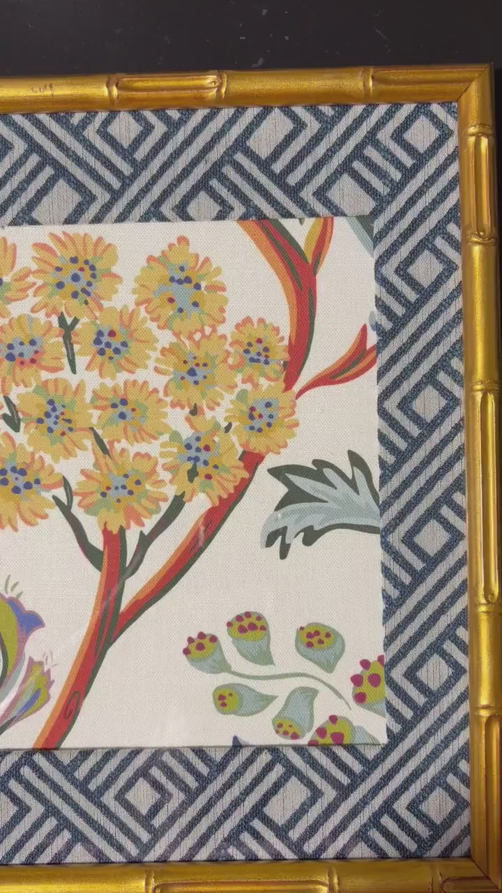 Ballard Designs Fabric Inspired Home Decor - Fabric Framed Wall Art in Gold Frame 12x15