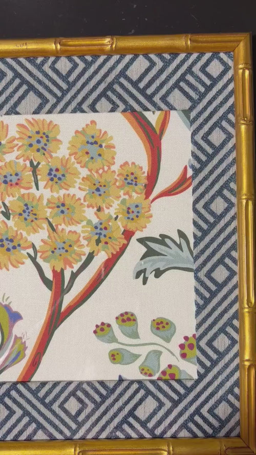 Ballard Designs Fabric Inspired Home Decor - Fabric Framed Wall Art in Gold Frame 12x15