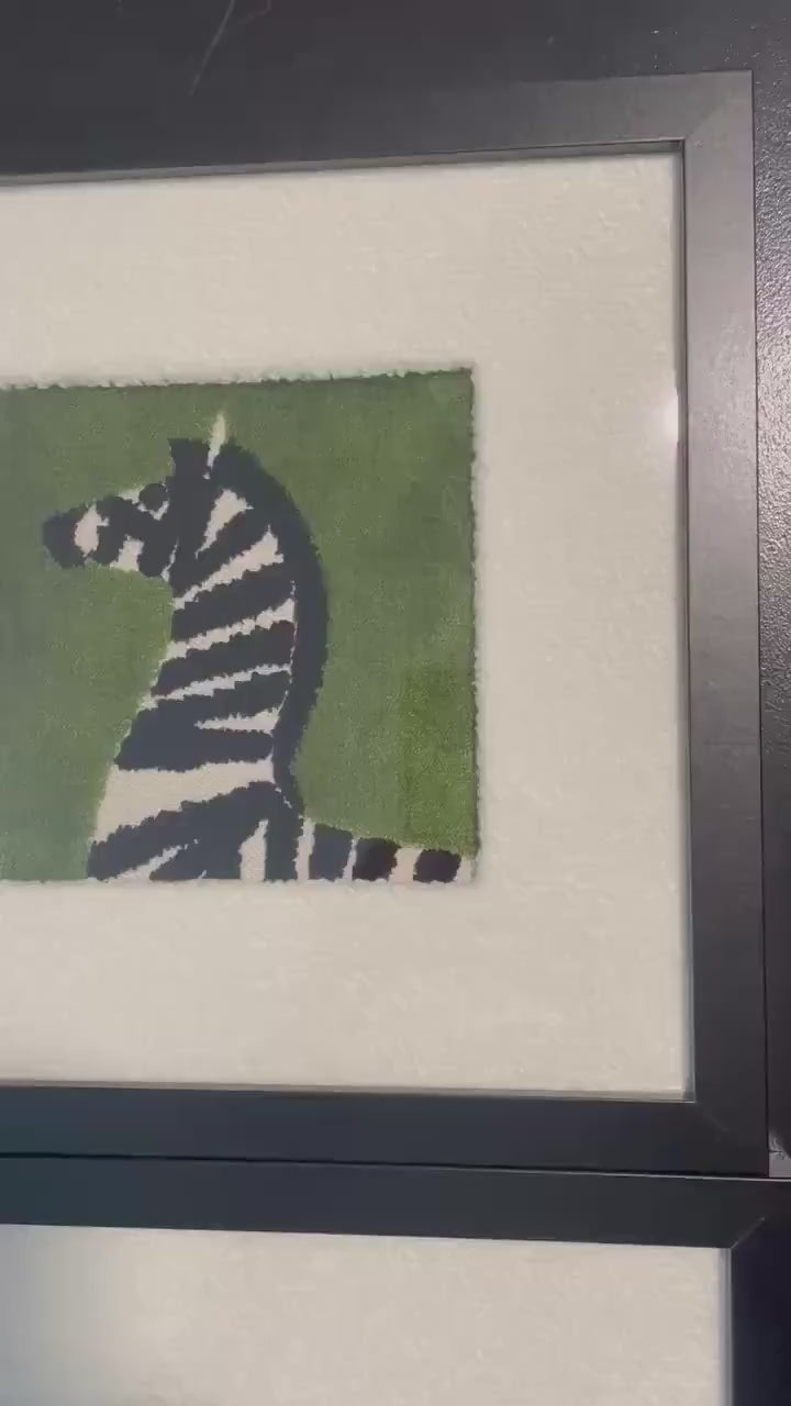 Velvet Zebra Gallery Wall Set of 4 | White Boucle Mat | 11 x 11 Frames Unique Wall Decor
